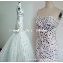 Vestido nupcial hecho a mano de la sirena del Rhinestone hecho a mano de la alta calidad Vestido atractivo de la bola del amor de Customiza